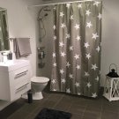duschdraperi stjärnor  grå vit
