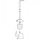 grå toalettborste, silikonhuvud skiss