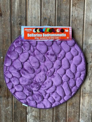 memory foam lila rund badrumsmatta