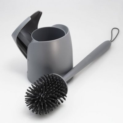 grå toalettborste med silikonhuvud för en mer hygienisk rengöring