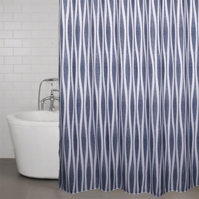 marinblått och vitt duschdraperi Redlunds