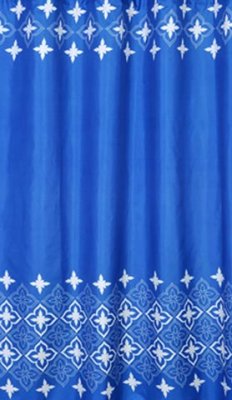 blått duschdraperi med vita jul stjärnor