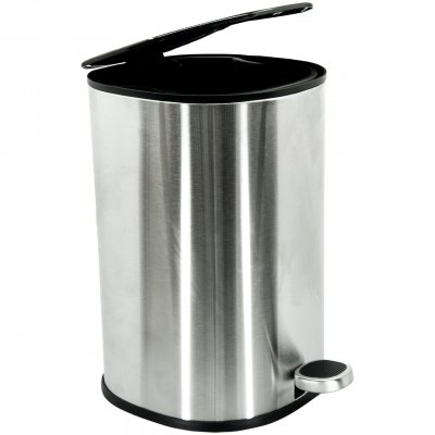 mattkromad pedalhink med mjukstängande lock fyrkantig pedalhink