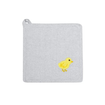 grytlapp i återvunnet material med mönster av den kyckling wasa ecotextil recycled by wille