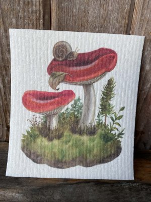 disktrasa med motiv av krämlor svampar